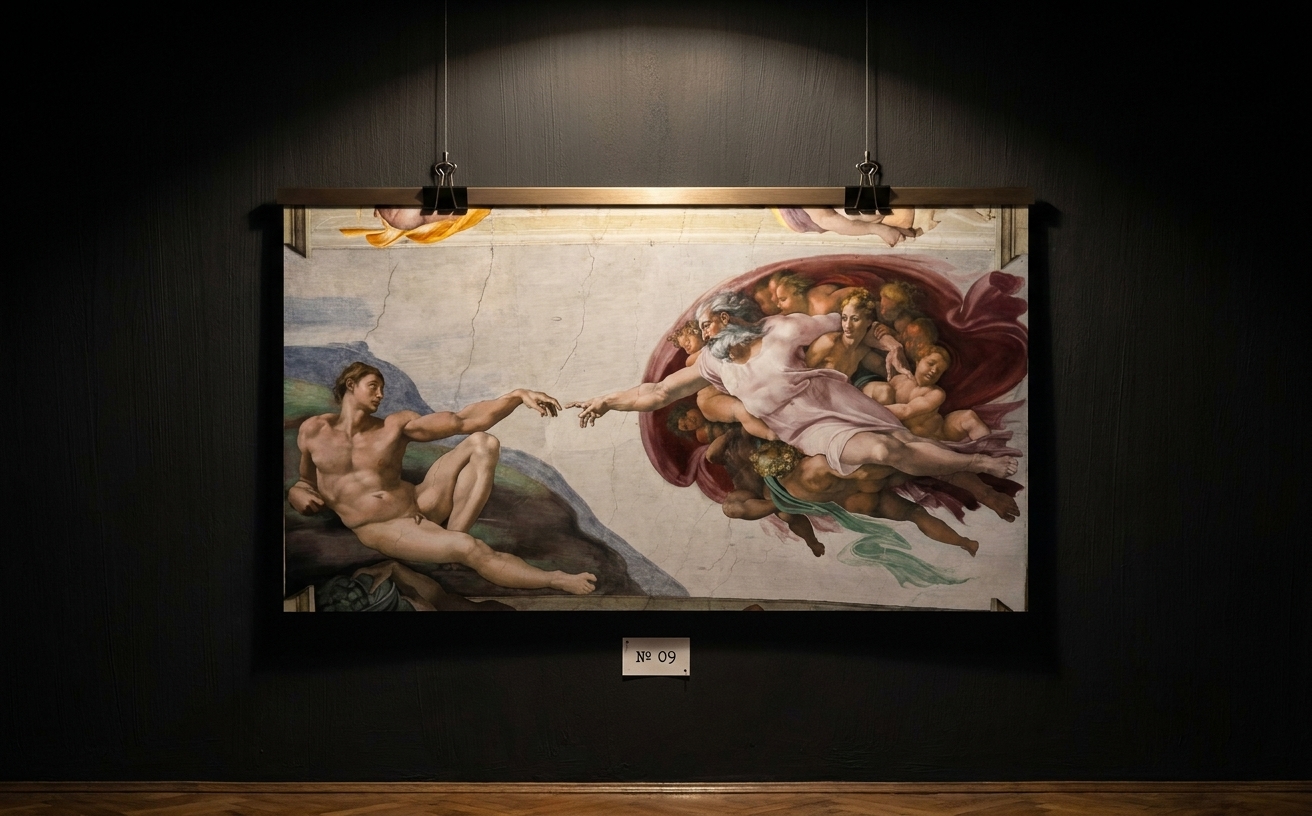 Die Erschaffung Adams · in der Galerie-Installation