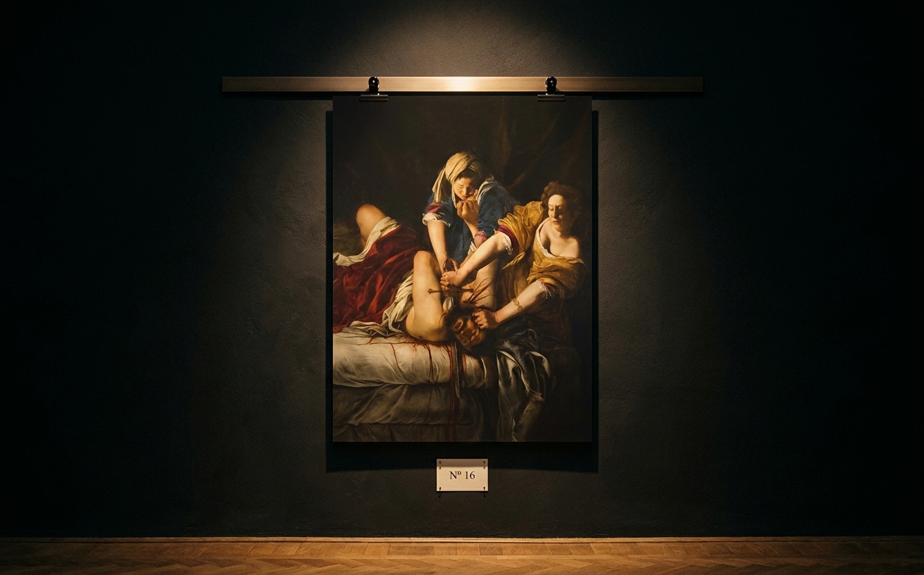 Judith enthauptet Holofernes · in der Galerie-Installation