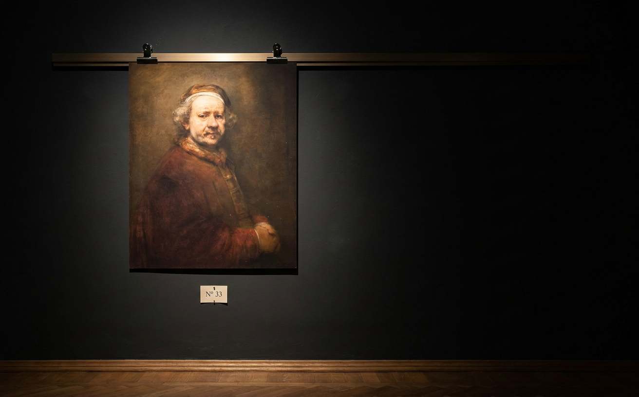 Selbstbildnis im Alter von 63 Jahren · in der Galerie-Installation