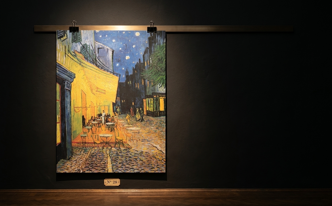 Café-Terrasse am Abend · in der Galerie-Installation
