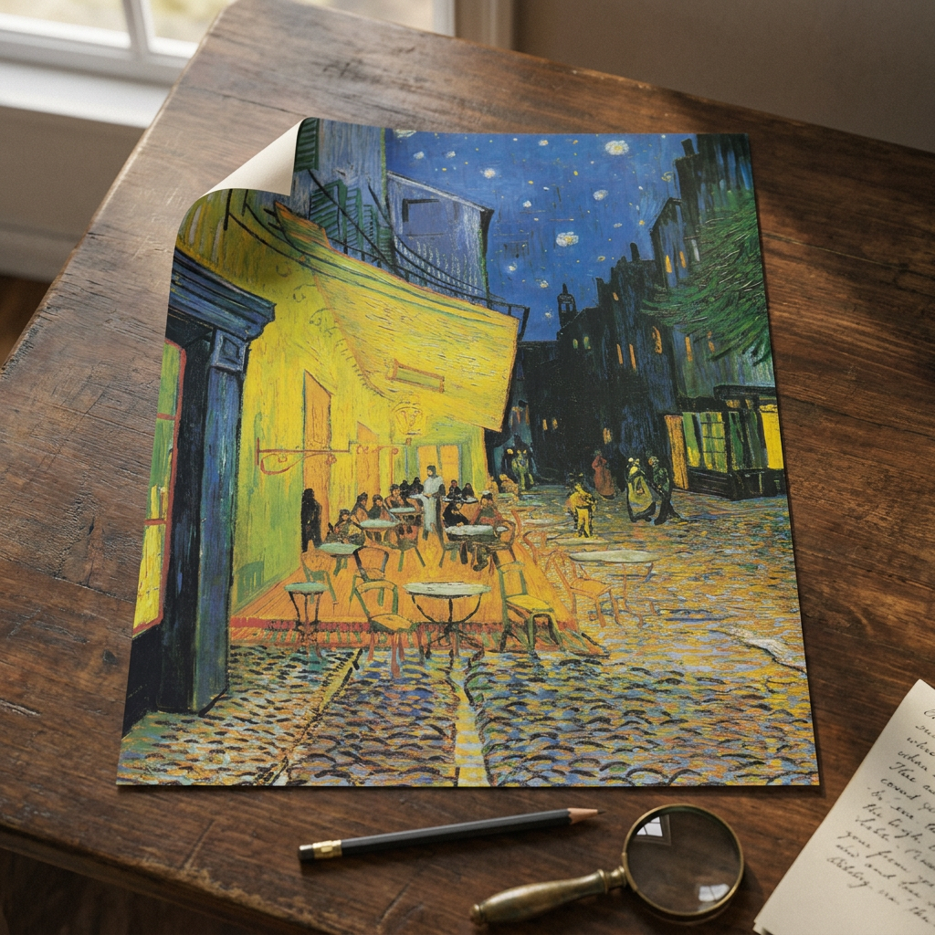 Café-Terrasse am Abend · auf dem Studientisch